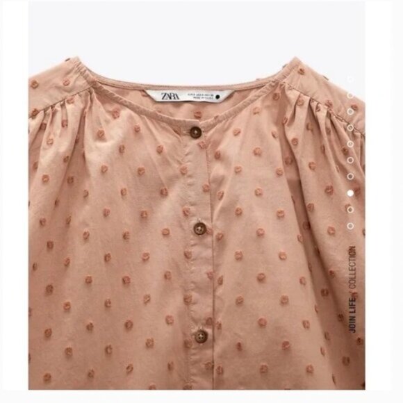 Zara Swiss Dot Voluminous Sleeve Blouse | Romantic Sheer Top | SizeLarge - Picture 6 of 16